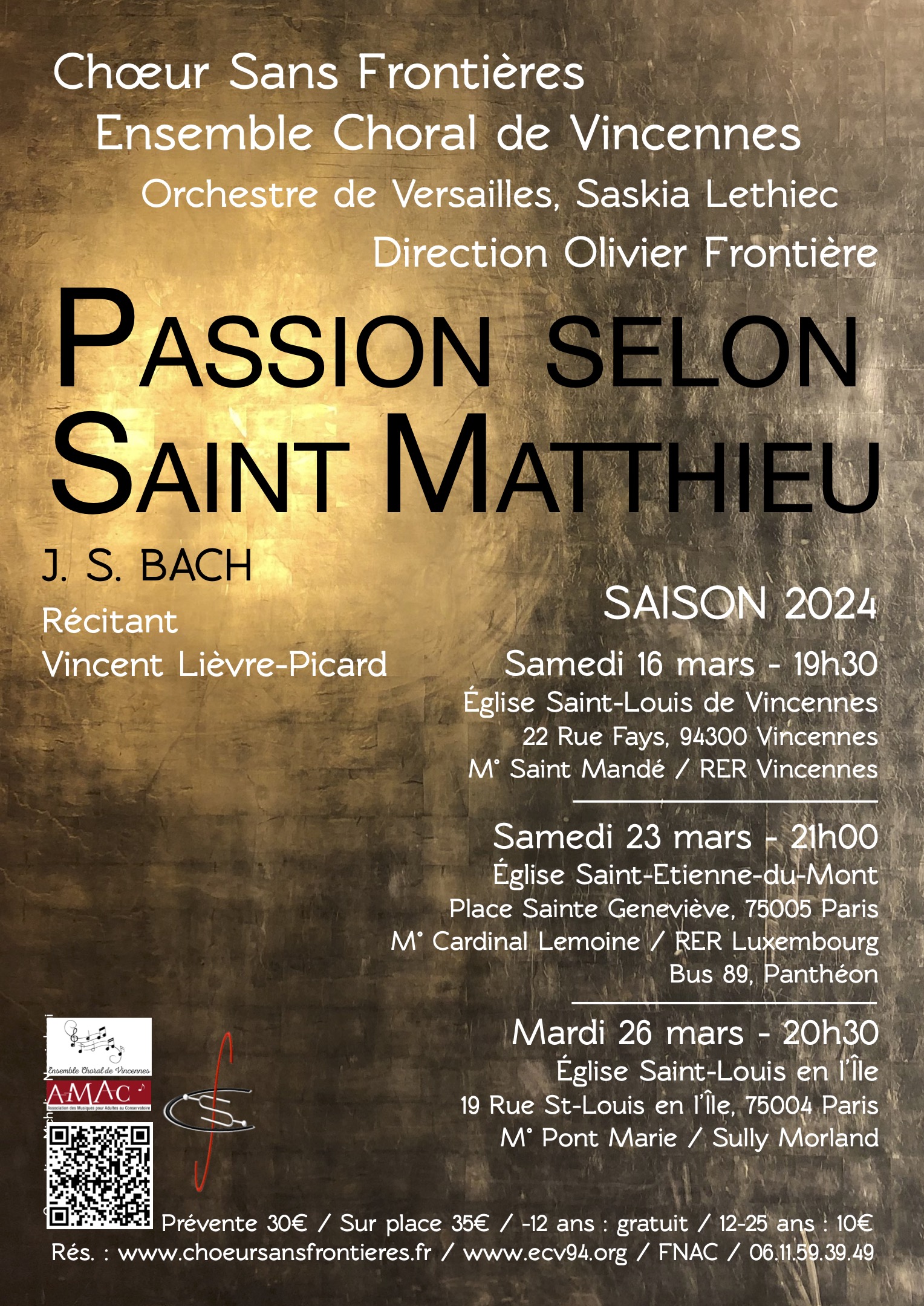 Affiche des concerts de la passion