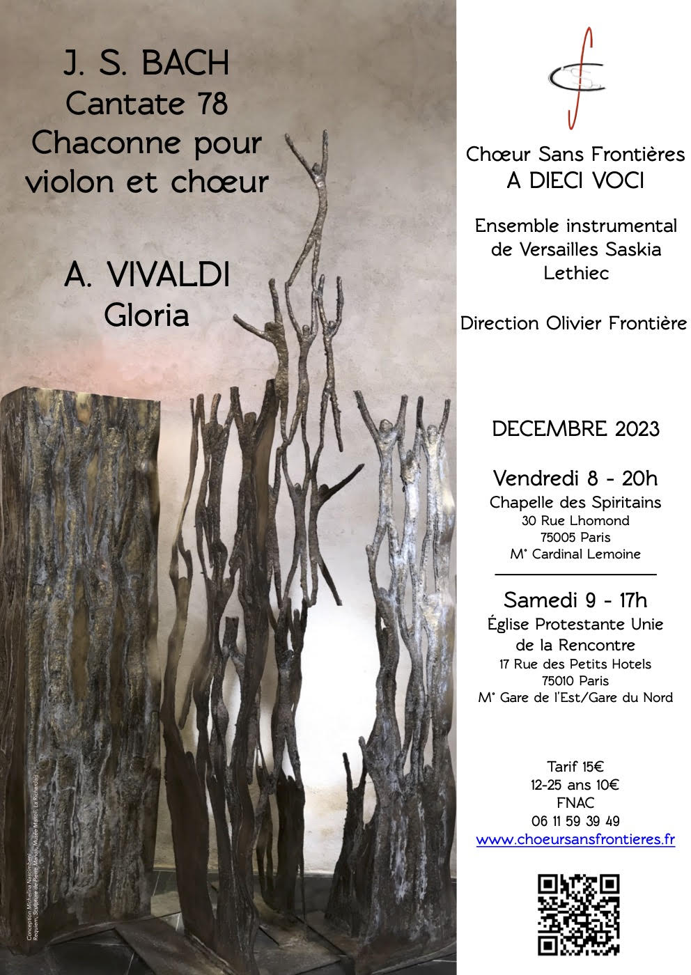 Affiche Concert Bach et Vivaldi - Décembre 2023
