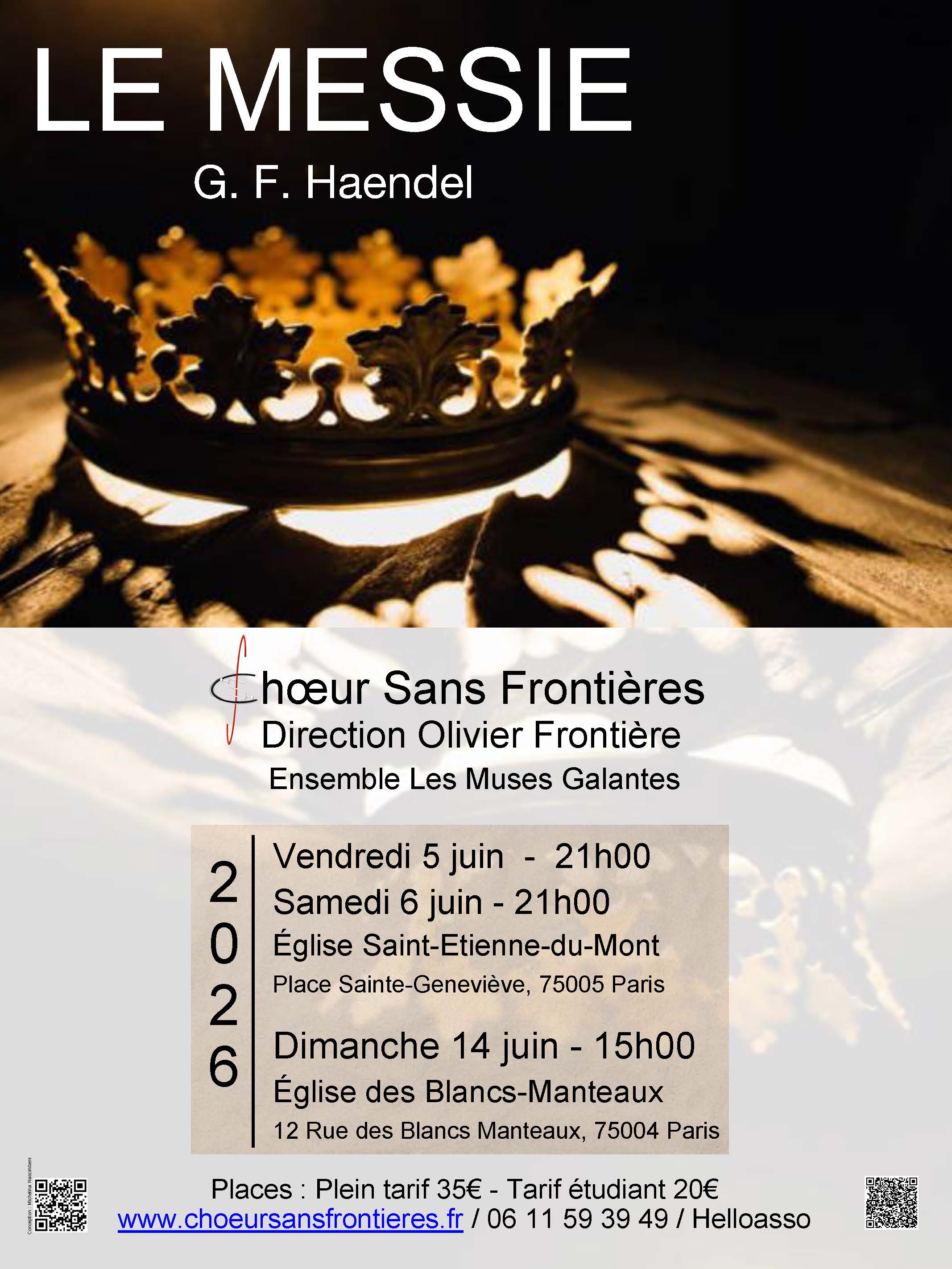 Affiche du concert  du Messie de Haendel - Juin 2026